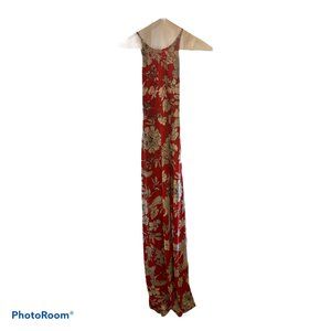 Express Maxi Red Flower Backless Dress